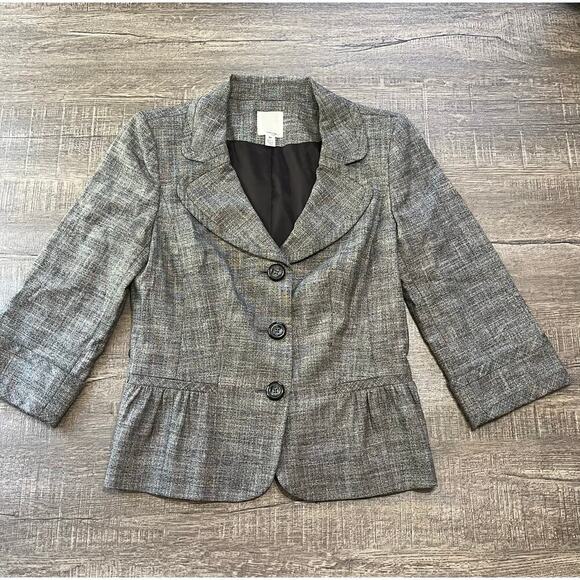 Halogen Button Down Preppy Business Grey Blazer, Size 4P - Picture 1 of 5
